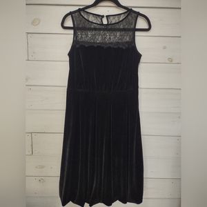 Megan Brown sleeveless black velour dress